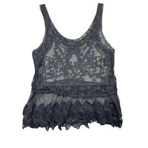 Black Sheer Fairy Witchy Lace Goth Whimsigoth Top Womens XSmall Romantic Y2K